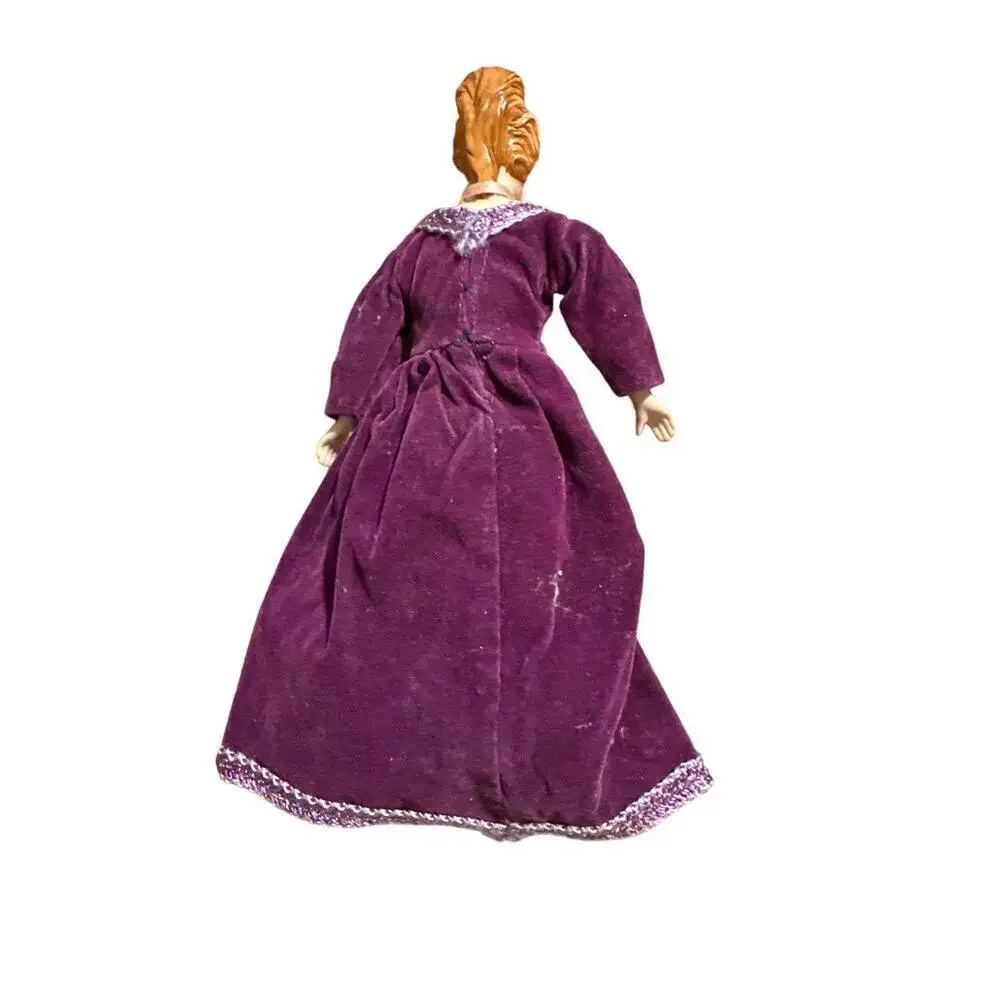 Doll Vintage Bisque Porcelain Doll 7” Marked H.L. 202 With Purple Dress Blonde H